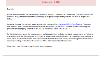 Permalink to: Save the date: Nordic Academic Network Conference in Competition Law, June 4-6, 2025